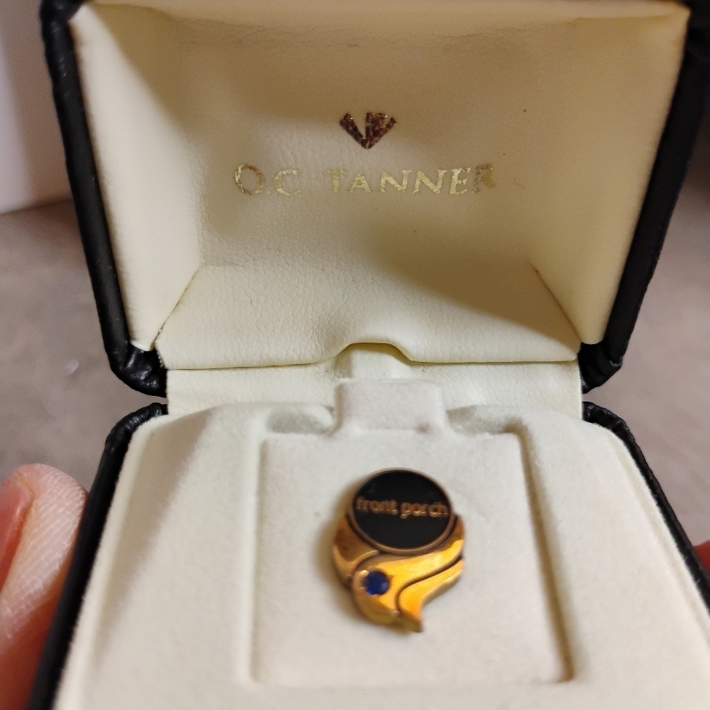 Vintage OC Tanner 1/10 10KT Gold Sapphire Lapel Pin